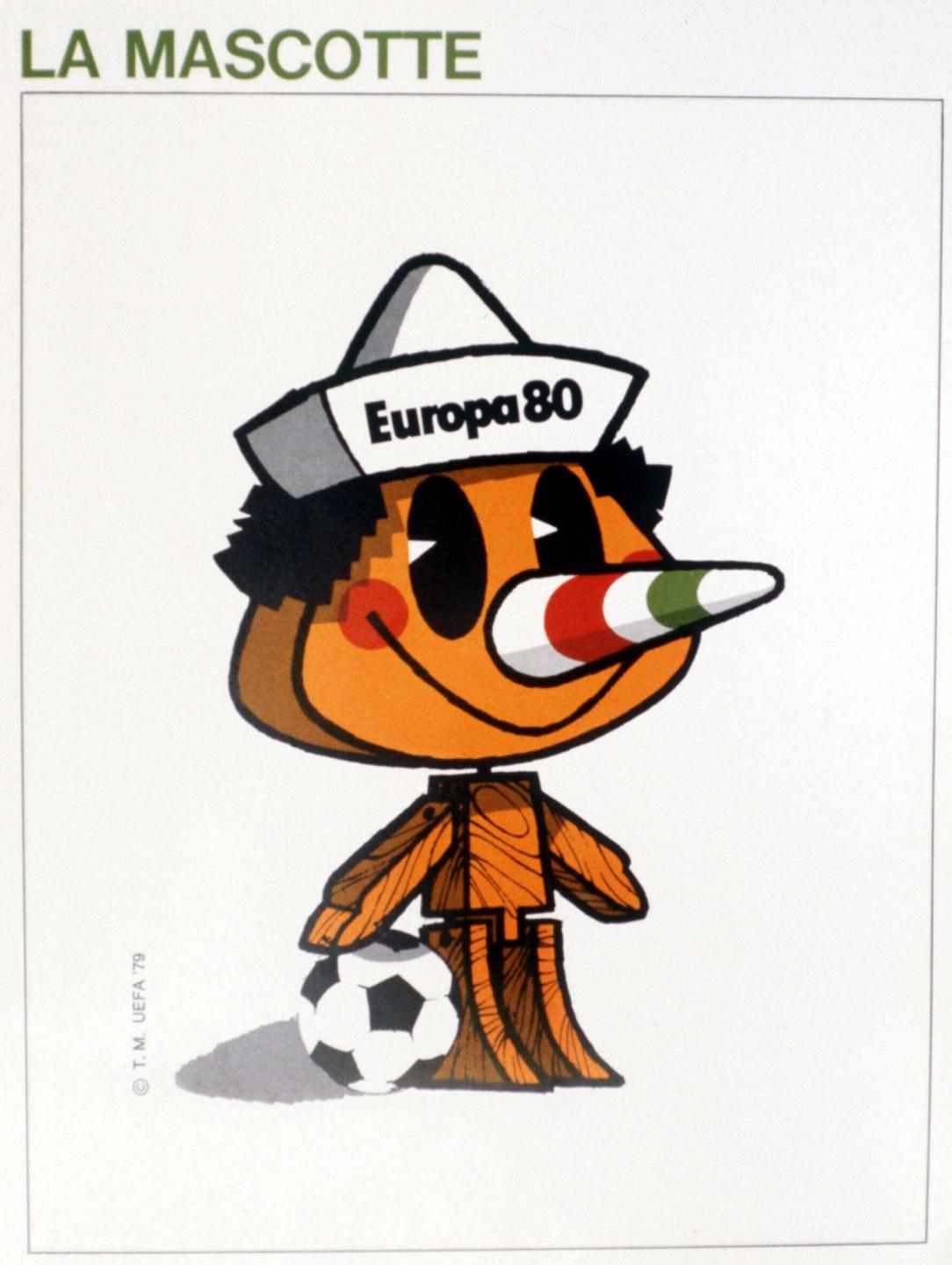 Maskotka Pinocchio mistrzostwa Europy 1980
