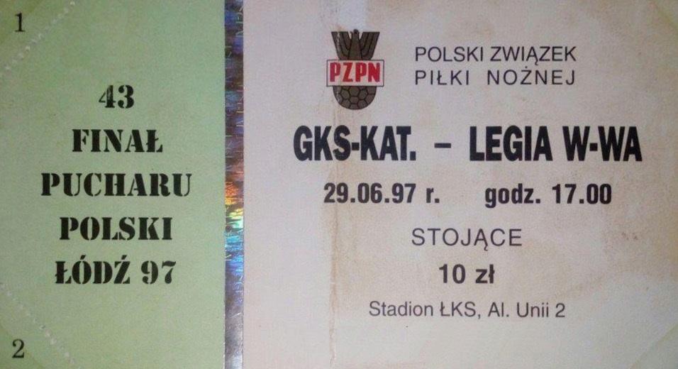 Bilet z meczu Legia Warszawa - GKS Katowice 2:0 (29.06.1997)