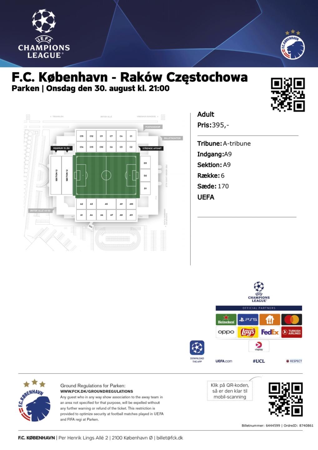 FC København - Raków Częstochowa 1:1 (30.08.2023) bilet