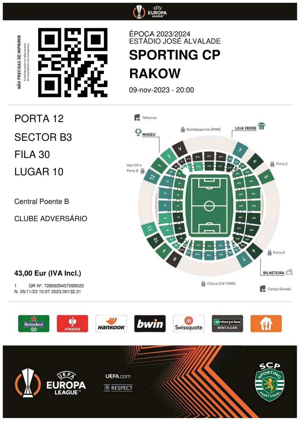 Sporting Lizbona - Raków Częstochowa 2:1, 09.11.2023