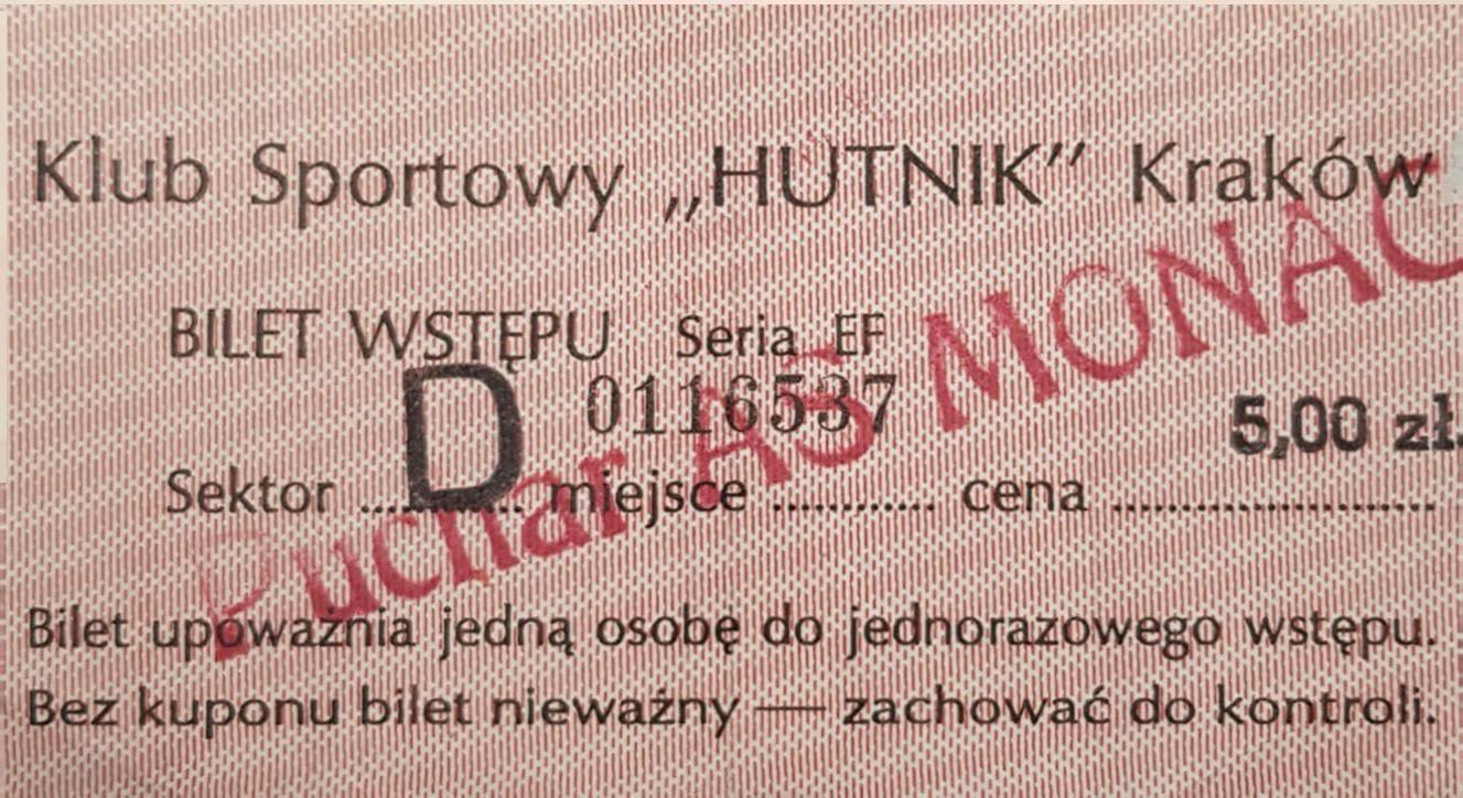 Bilet z meczu 	Hutnik Kraków - AS Monaco 0:1 (11.09.1996)