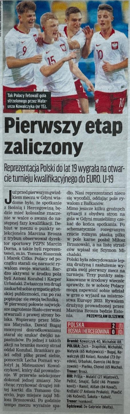 Przegląd Sportowy po meczu U19 Bośnia i Hercegowina - Polska 0:2 (21.09.2022)