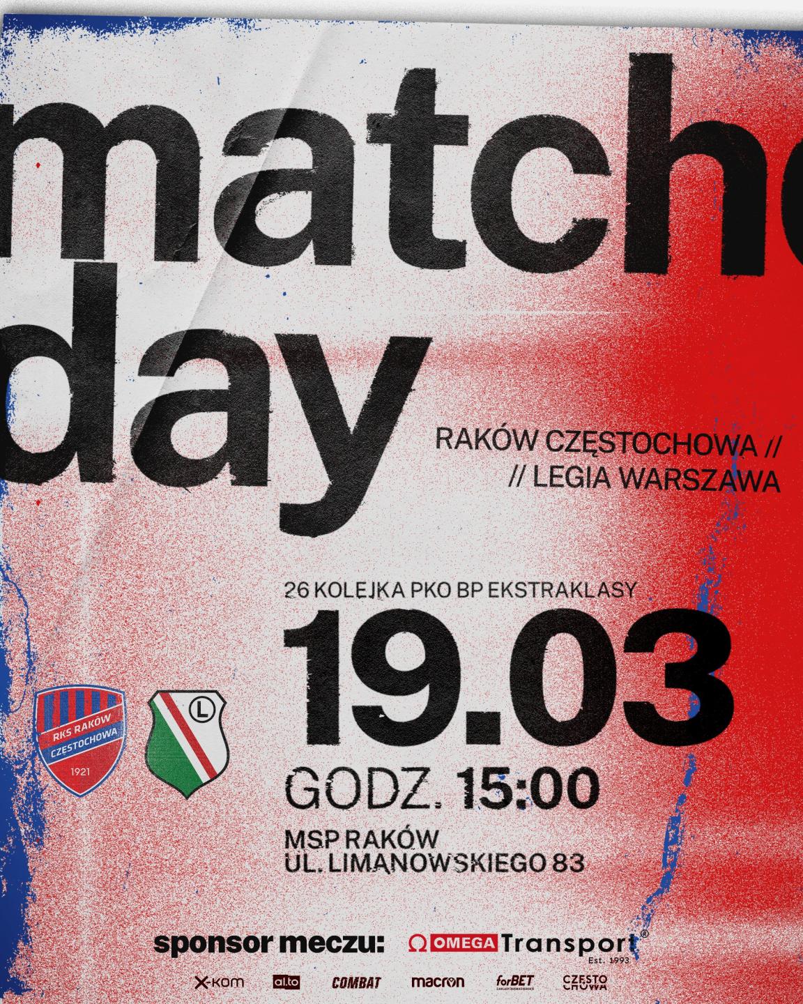 Raków Częstochowa - Legia Warszawa 1:1, 19.03.2022