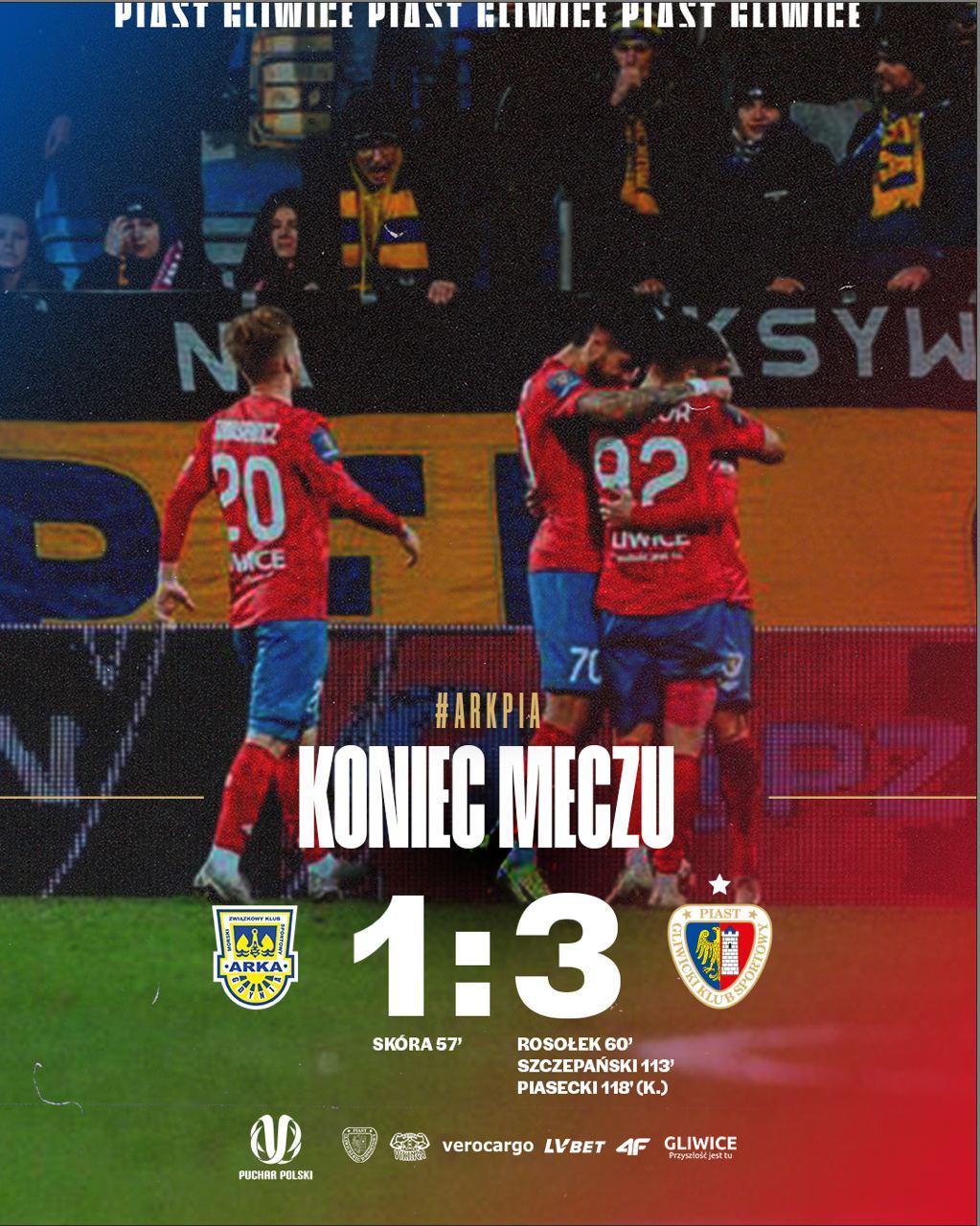 Arka Gdynia - Piast Gliwice 1:3 pd. (30.10.2024)