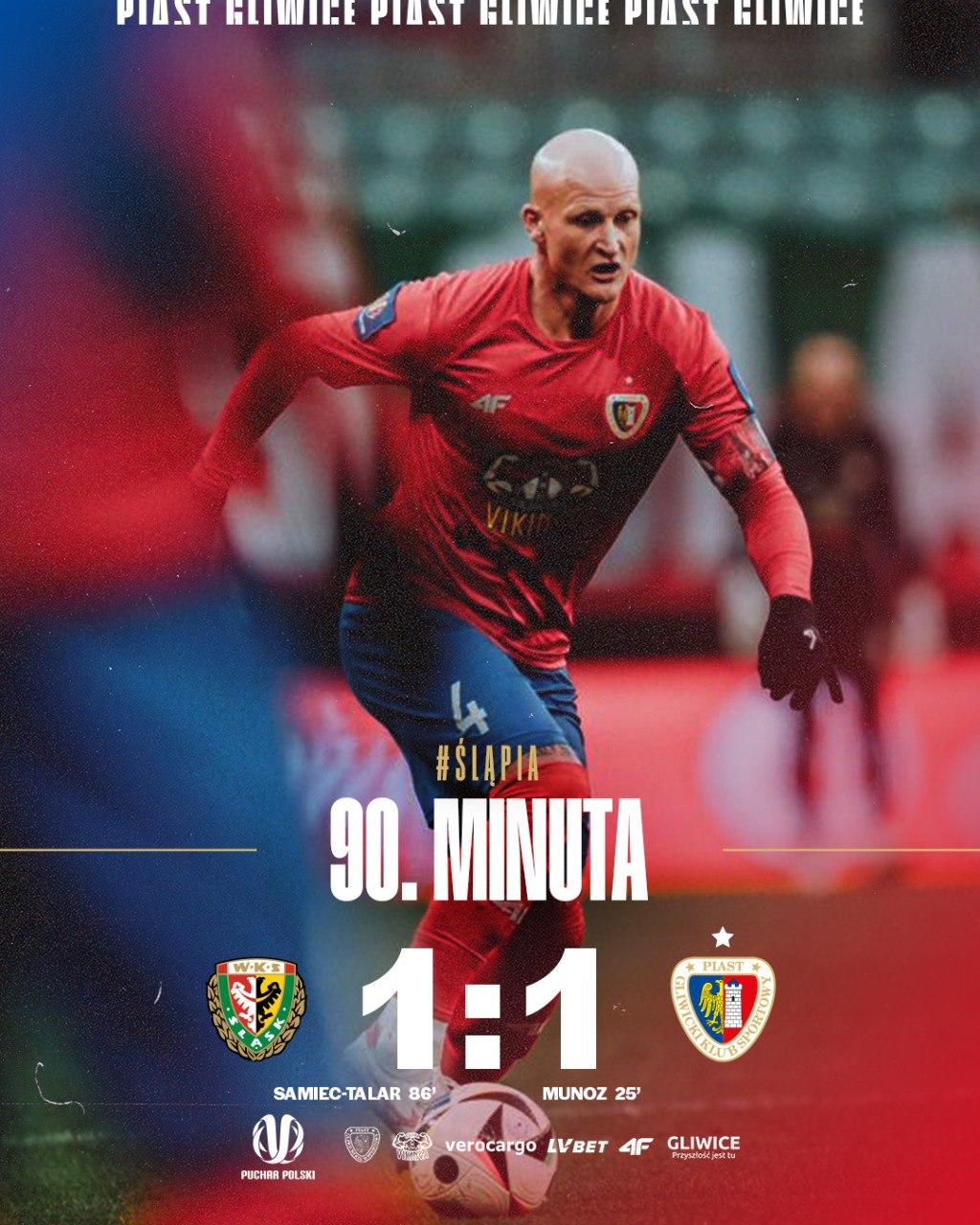 Śląsk Wrocław - Piast Gliwice 1:1, k. 7-8, 03.12.2024