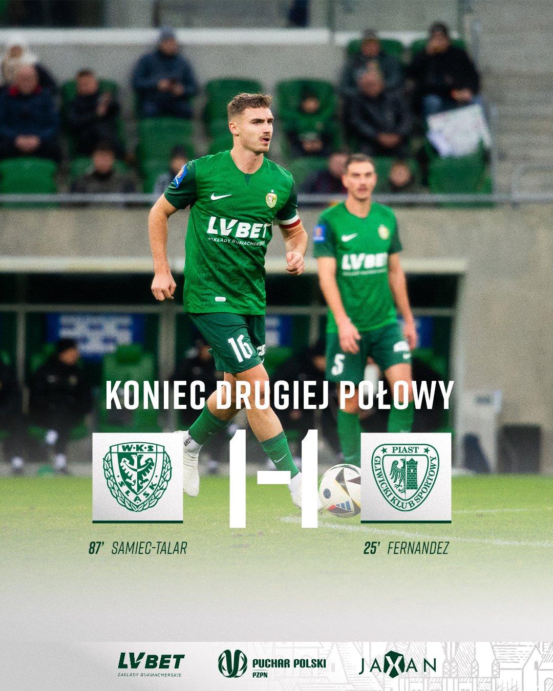 Śląsk Wrocław - Piast Gliwice 1:1, k. 7-8, 03.12.2024
