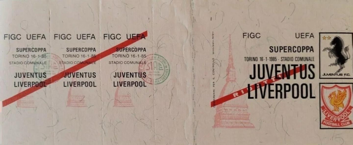 Bilet z meczu Juventus Turyn - Liverpool FC 2:0 (16.01.1985)