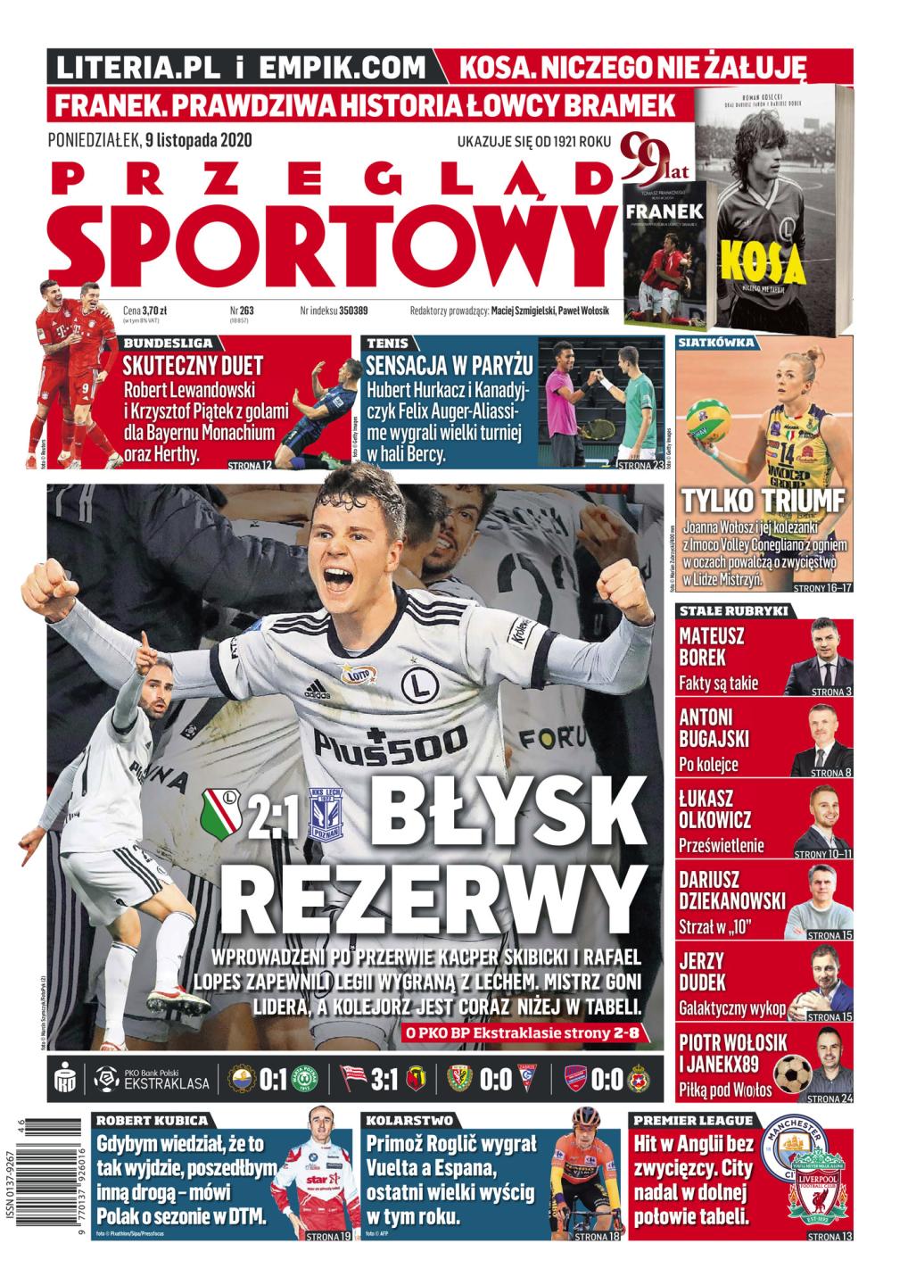 Legia Warszawa - Lech Poznań 2:1, 08.11.2020 Okładka Przeglądu Sportowego