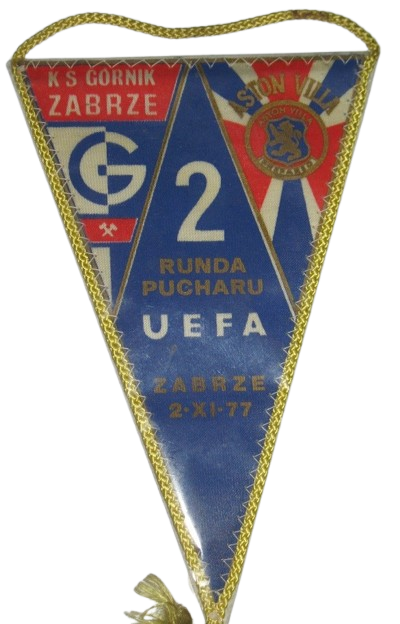 Proporczyk z meczu Górnik Zabrze -Aston Villa 1:1 (02.11.1977)