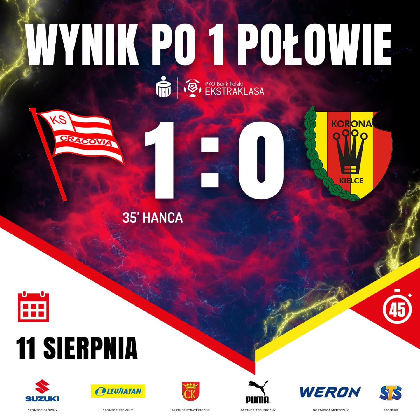 Cracovia - Korona Kielce 1:0, 11.08.2019