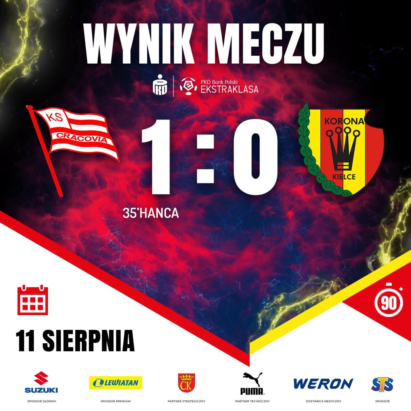 Cracovia - Korona Kielce 1:0, 11.08.2019