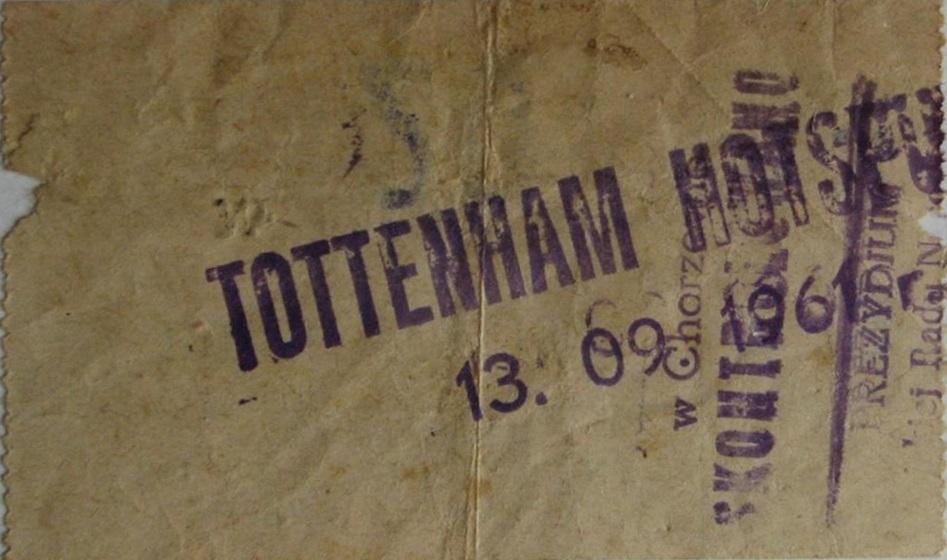 Bilet z meczu Górnik Zabrze - Tottenham Hotspur 4:2 (13.09.1961)
