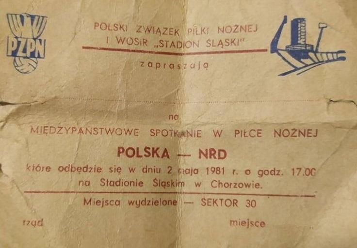 Bilet z meczu Polska - NRD 1:0 (02.05.1981)