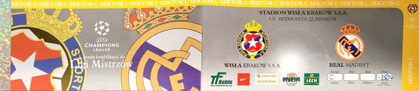 Bilet z meczu Wisła Kraków - Real Madryt 0:2 (11.08.2004)