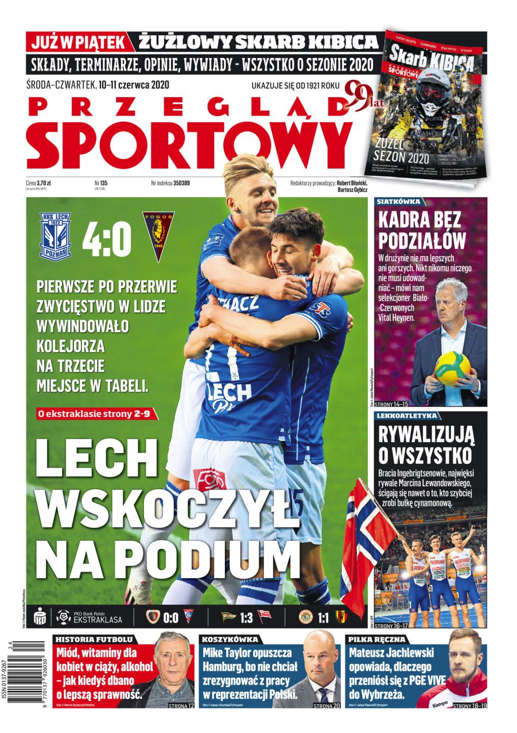 Lech Poznań - Pogoń Szczecin 4:0, 09.06.2020 Okładka Przeglądu Sportowego