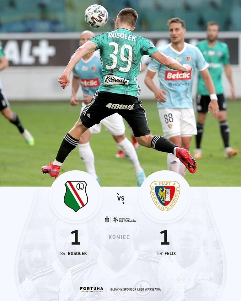 Legia Warszawa - Piast Gliwice 1:1, 27.06.2020