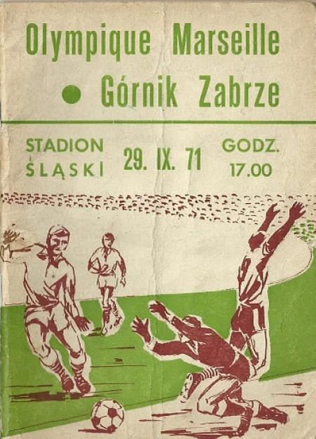 Program meczowy Górnik Zabrze - Olympique Marsylia 1:1 (29.09.1971)