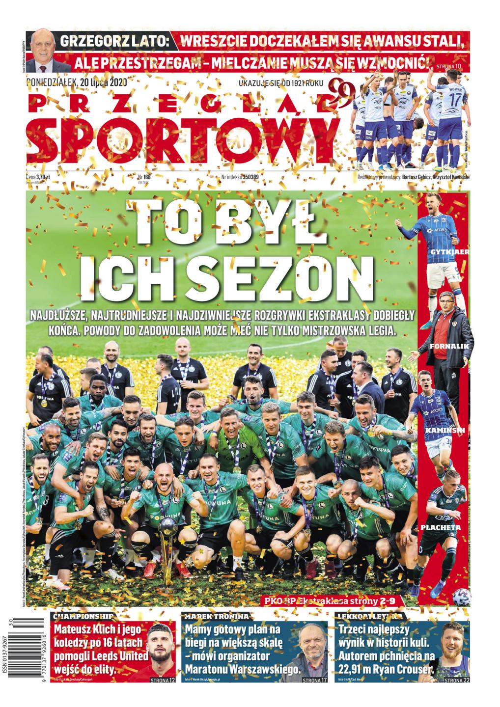 Śląsk Wrocław - Lechia Gdańsk 1:2, 19.07.2020 Okładka Przegląd Sportowy