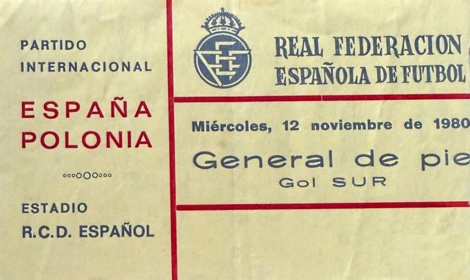 Bilet z meczu Hiszpania - Polska 1:2 (12.11.1980)