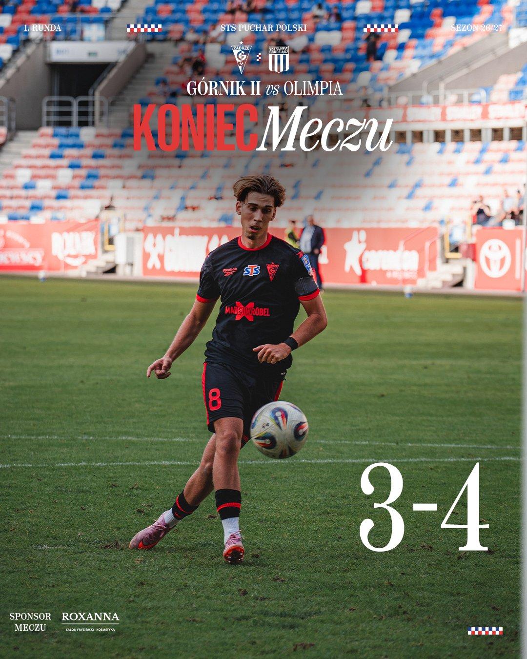 Górnik II Zabrze - Olimpia Grudziądz 3:4, 02.09.2026