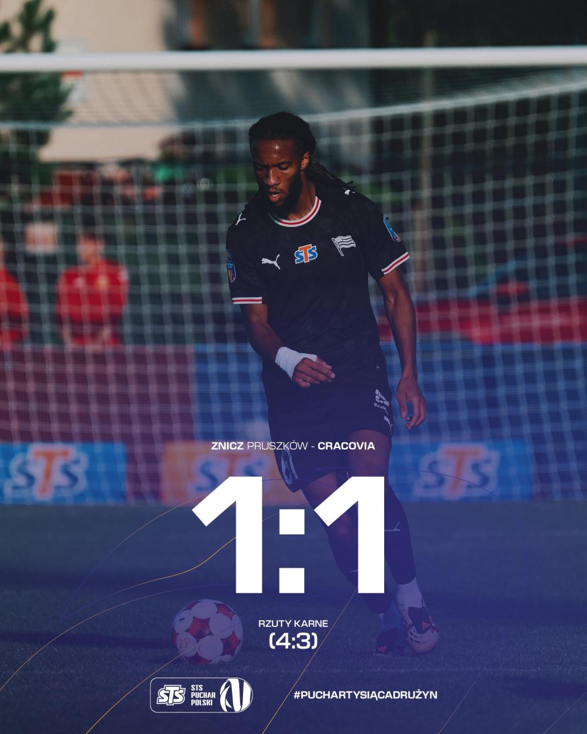 Znicz Pruszków - Cracovia 1:1, k. 4-3, 02.09.2026