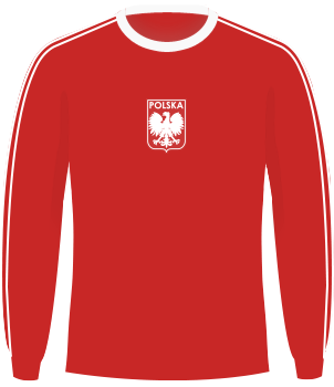 Czerwona koszulka reprezentacji Polski, długi rękaw, MŚ 1974