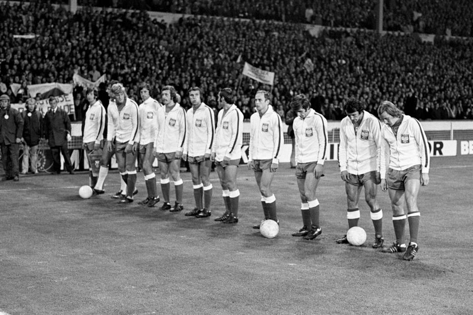 Reprezentacja Polski przed meczem z Anglią na Wembley.