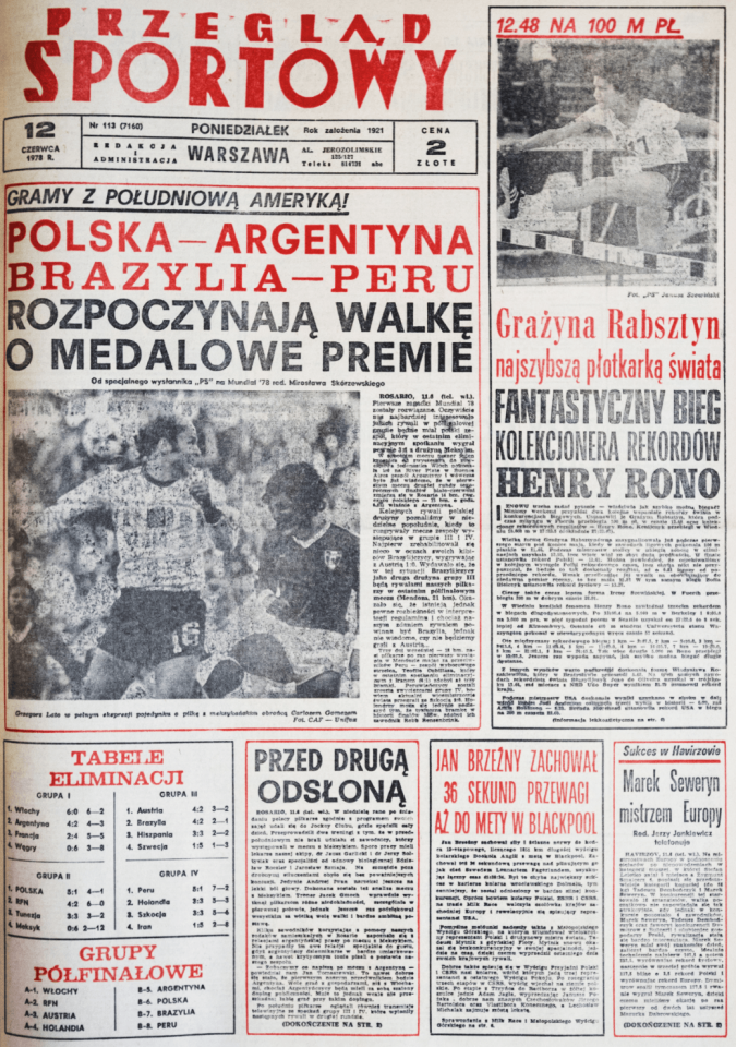 Okładka przeglądu sportowego po meczu Polska - Meksyk (10.06.1978)