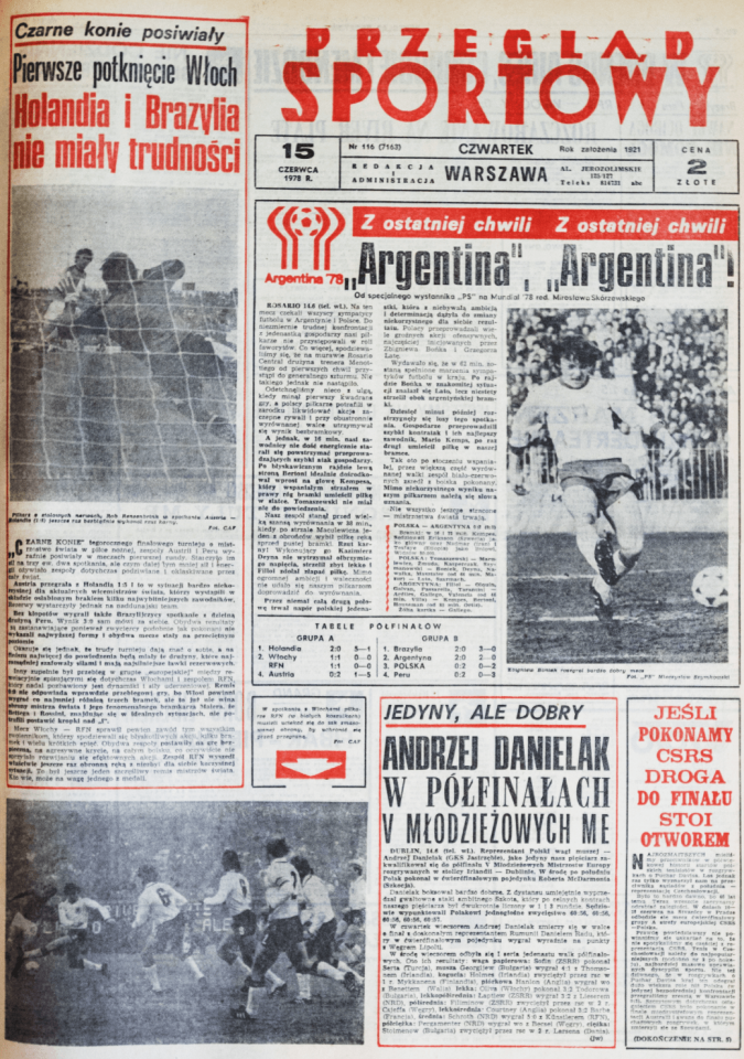 Okładka przeglądu sportowego po meczu Argentyna - Polska (14.06.1978)