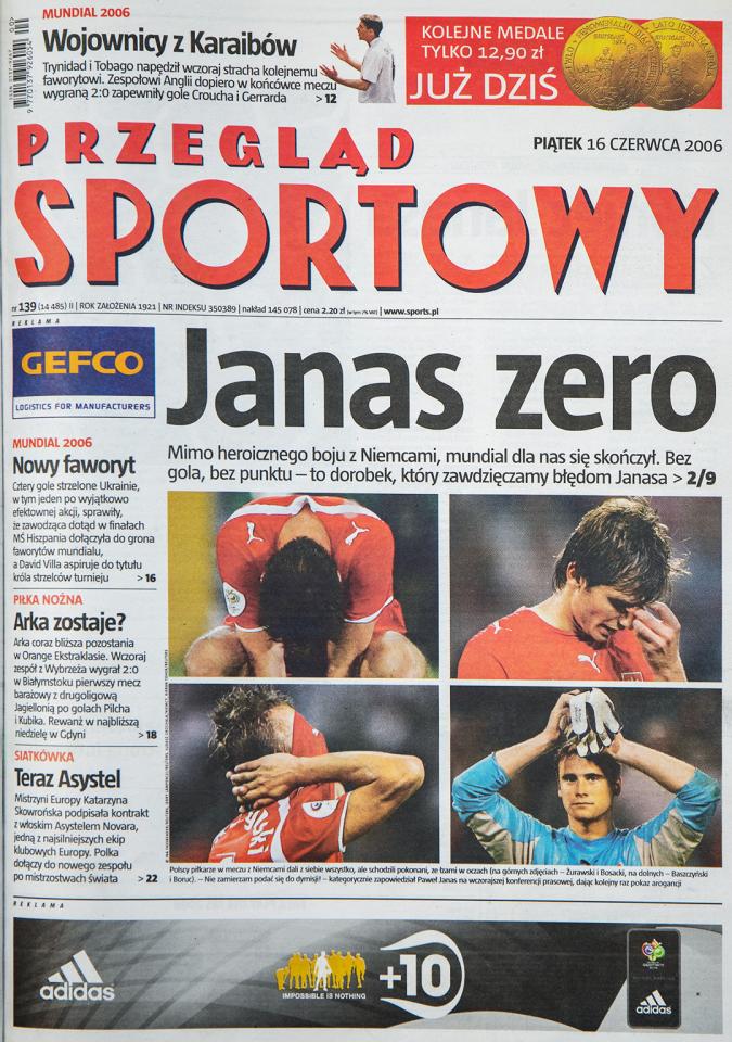 Okładka przeglądu sportowego po meczu Polska - Niemcy (15.06.2006)