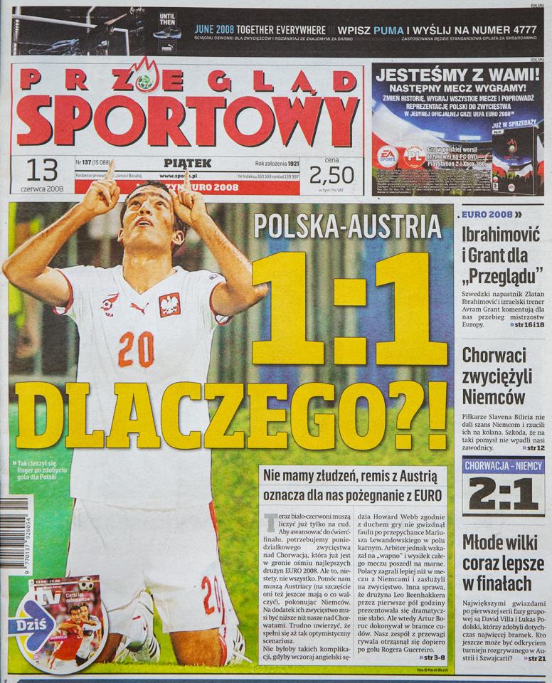 Okładka przeglądu sportowego po meczu Austria - Polska (12.06.2008)