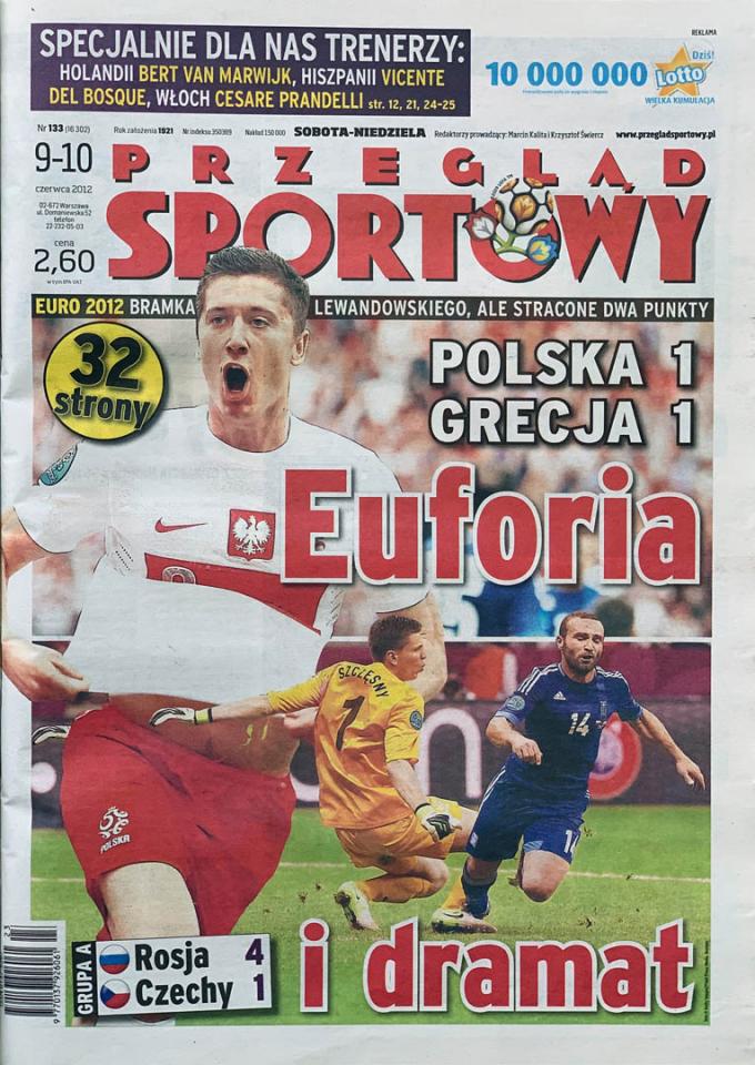 Okładka przeglądu sportowego po meczu Polska - Grecja (8.06.2012)