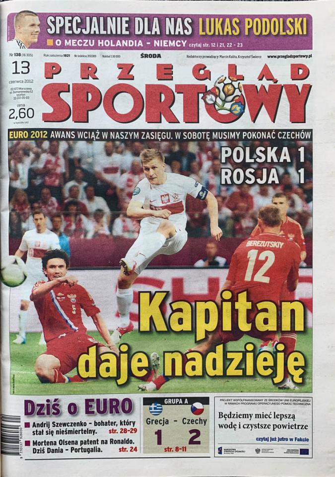 Okładka przeglądu sportowego po meczu Polska - Rosja (12.06.2012)