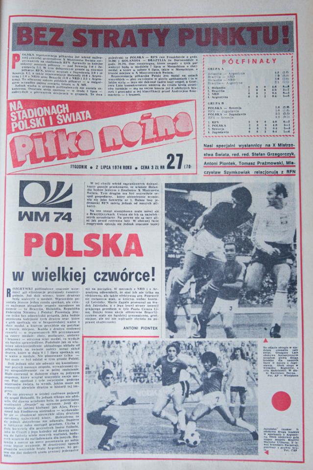 Okładka Piłki Nożnej z 02.07.1974 (po meczu z Jugosławią) 