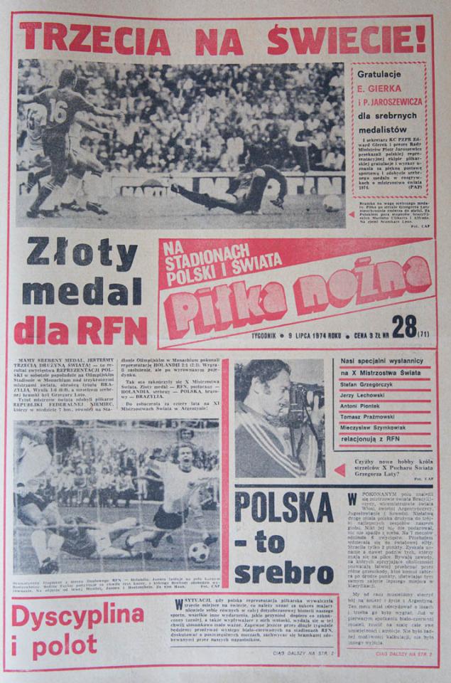 Okładka Piłki Nożnej po meczu Polska - Brazylia (08.07.1974)