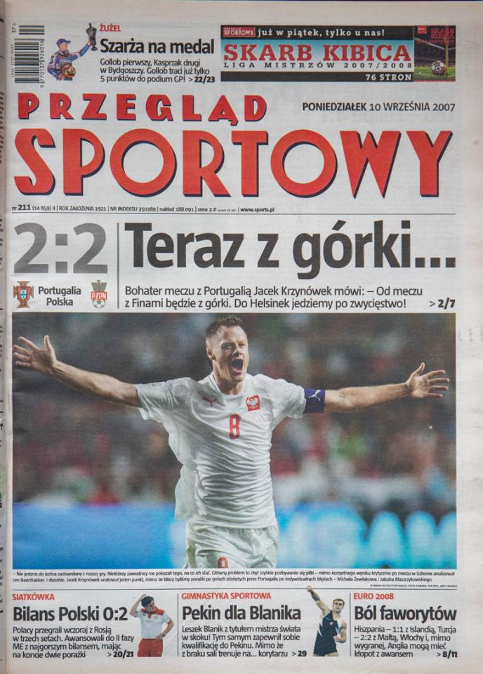 Okładka przeglądu sportowego po meczu Portugalia - Polska (08.09.2007) 
