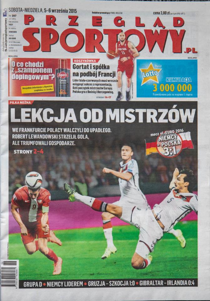 Okładka przeglądu sportowego po meczu Niemcy - Polska (04.09.2015)