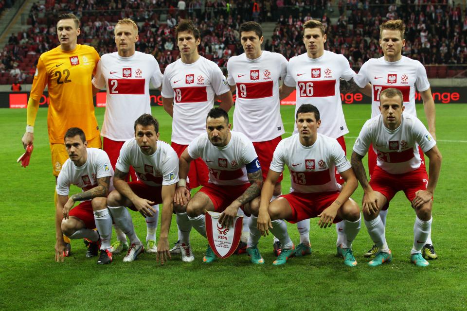 Reprezentacja Polski w meczu z Anglią.