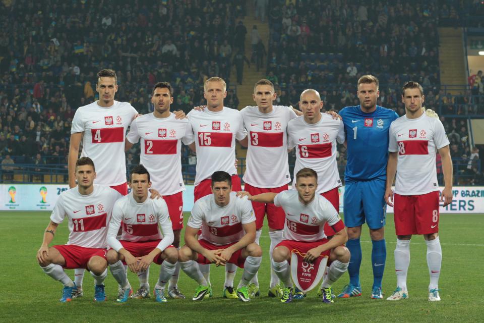 Reprezentacja Polski przed meczem z Ukrainą w Charkowie.