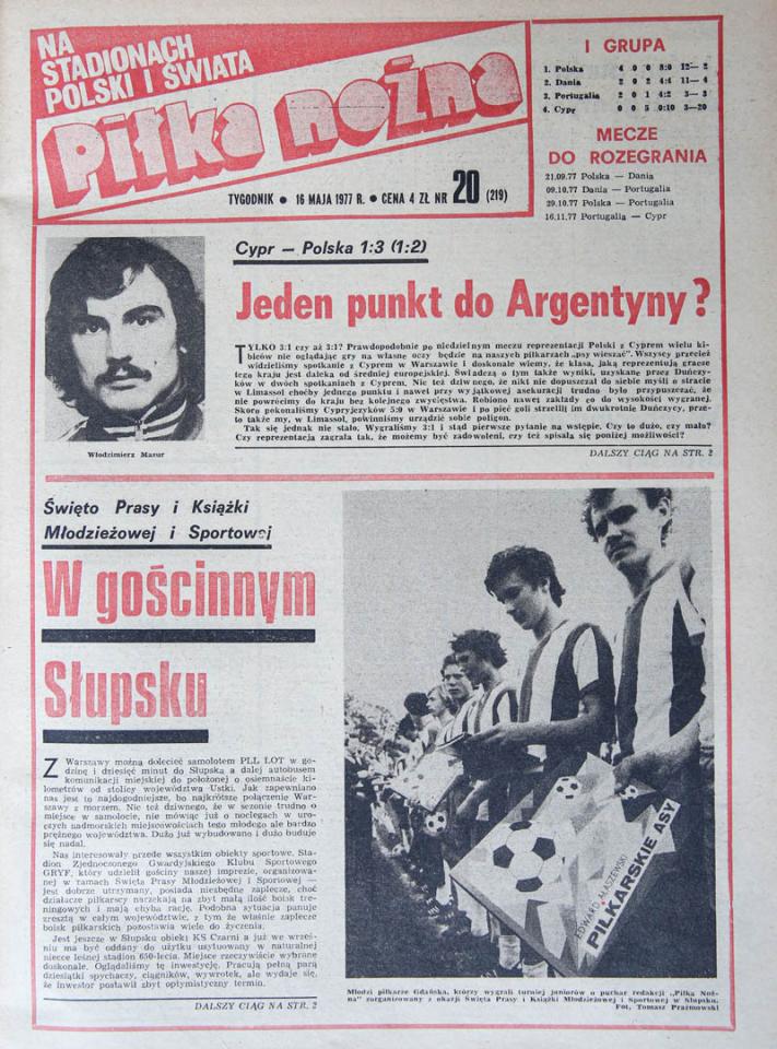 Okładka piłki nożnej po meczu Cypr - Polska (15.05.1977)