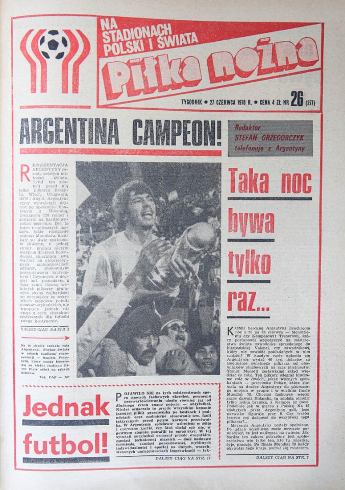 Okładka piłki nożnej po meczu Polska - Brazylia (21.06.1978)