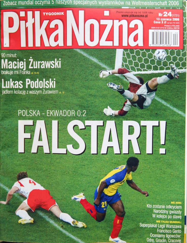 Okładka piłki nożnej po meczu Polska - Ekwador (09.06.2006)