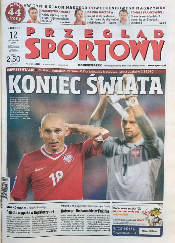 Okładka przeglądu sportowego po meczu czechy - polska (10.10.2009)