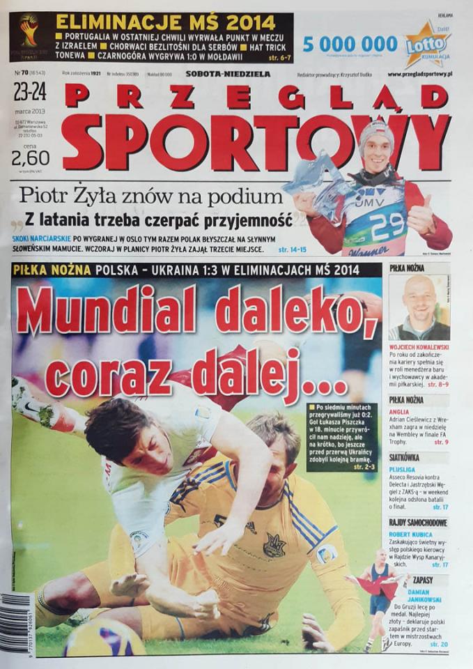 Okładka przeglądu sportowego po meczu Polska - Ukraina (22.03.2013)