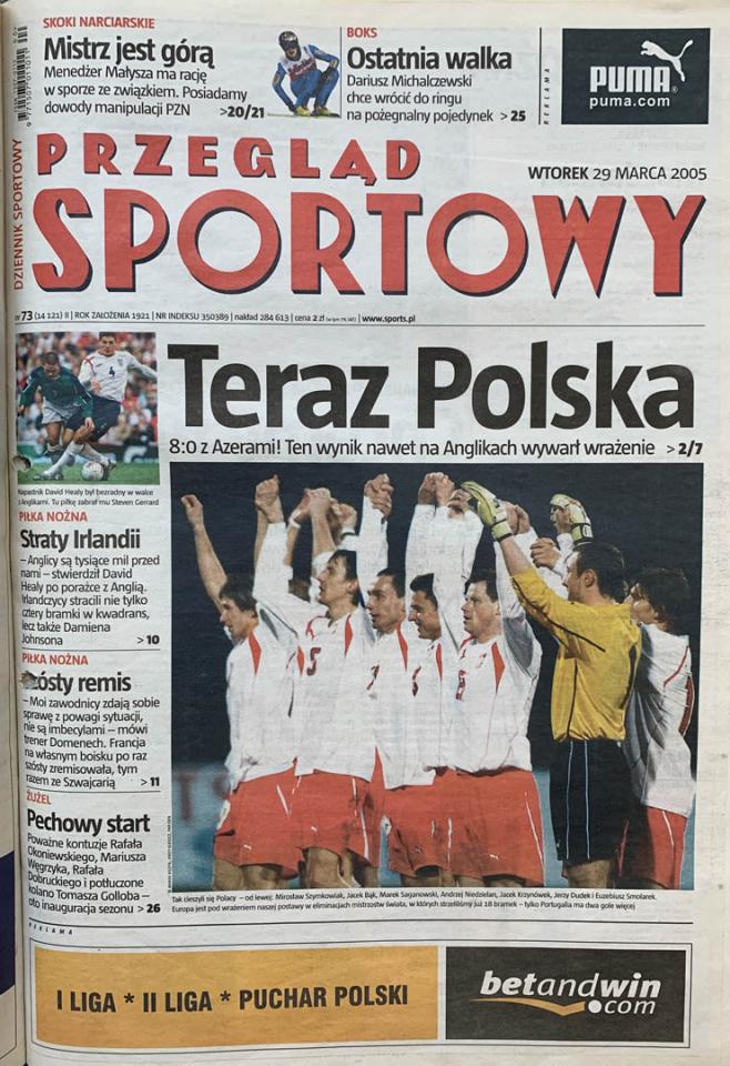 Okładka przeglądu sportowego po meczu Polska - Azerbejdżan (26.03.2005)