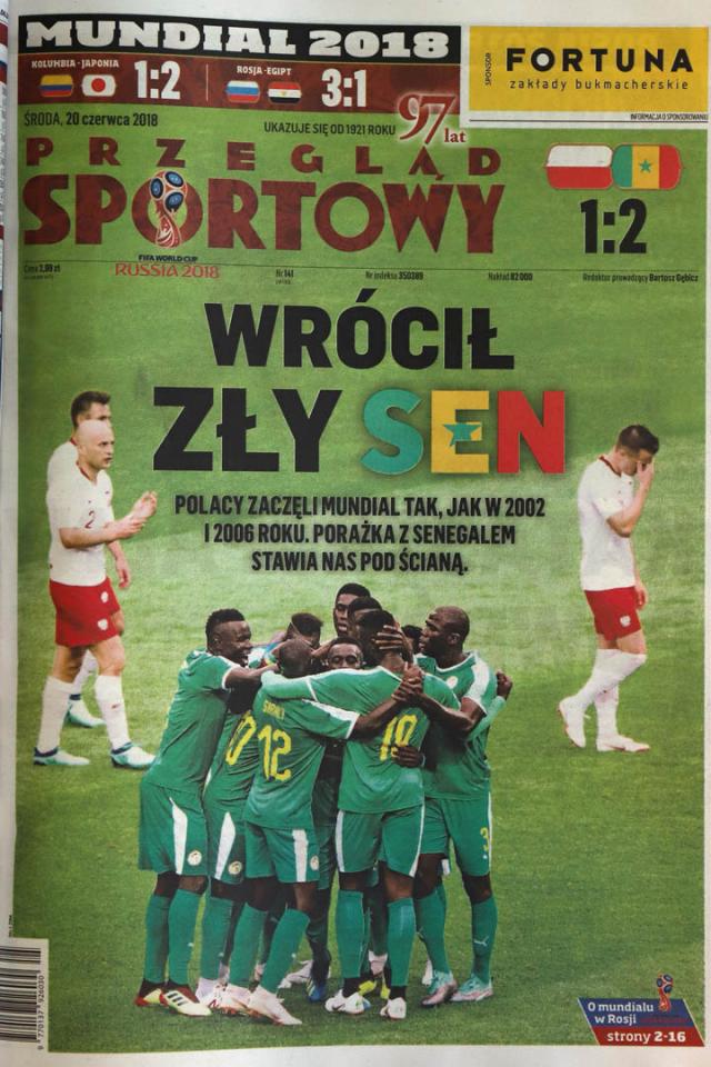 Okładka przeglądu sportowego po meczu Polska - Senegal (19.06.2018)