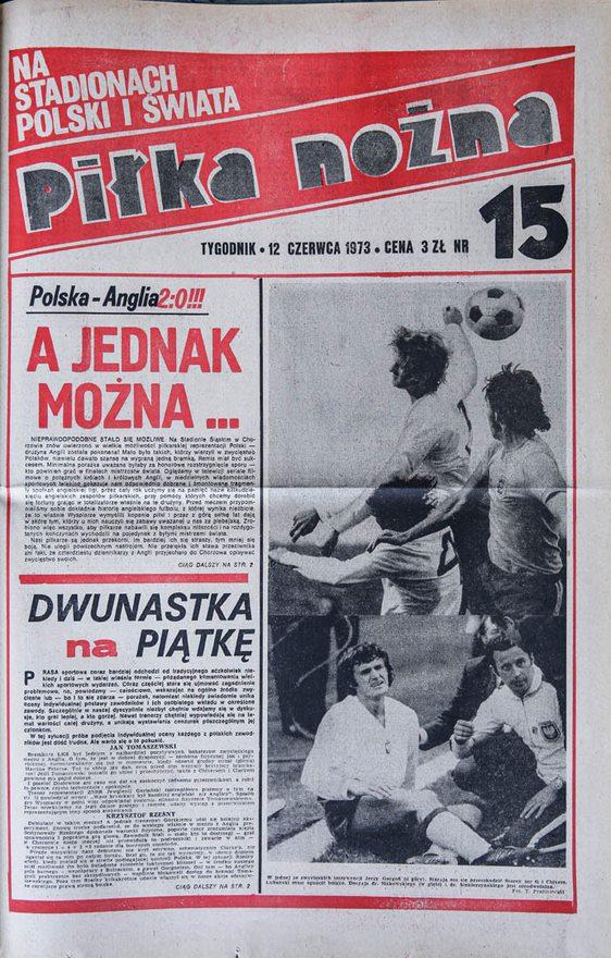 Okładka piłki nożnej po meczu Polska - Anglia (06.06.1973)