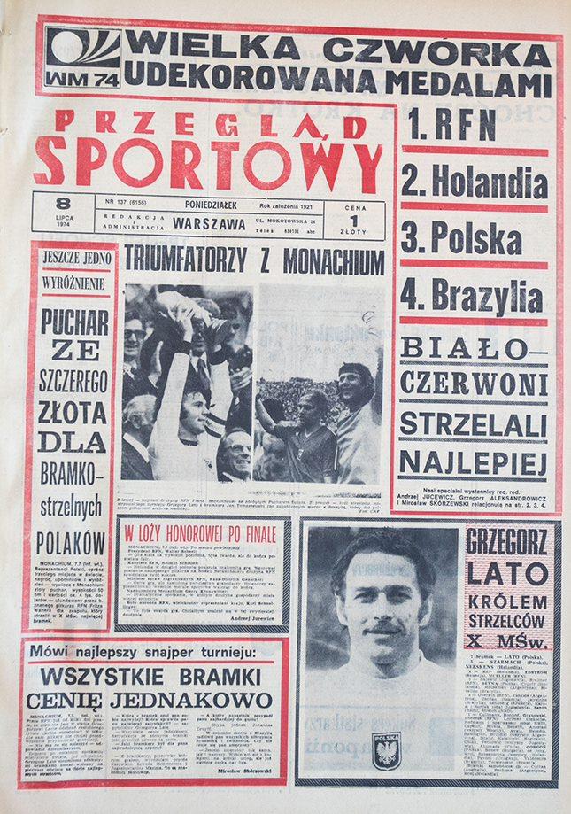 Okładka przeglądu sportowego po meczu Polska - Brazylia (06.07.1974)