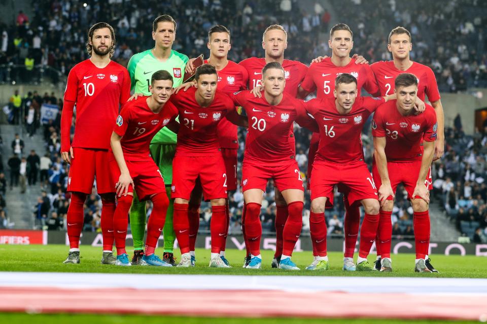 Reprezentacja Polski przed meczem z Izraelem w 2019 roku.