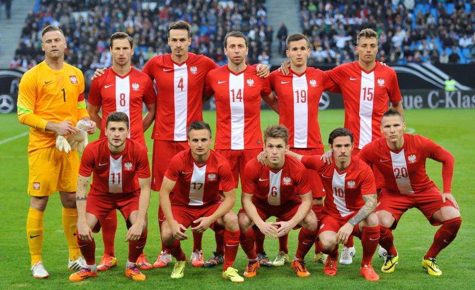 Reprezentacja Polski przed meczem z Niemcami.